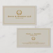 Carte De Visite Avocat Classique Beige Et Or En Droit (Devant / Derrière)