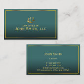 Carte De Visite Avocat Classy Gold encadré vert Procureur (Devant / Derrière)