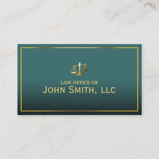 Carte De Visite Avocat Classy Gold encadré vert Procureur (Devant)