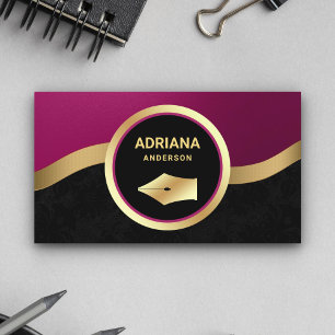 Carte De Visite Avocat de couleur rose vif Stylo en or à plume Not
