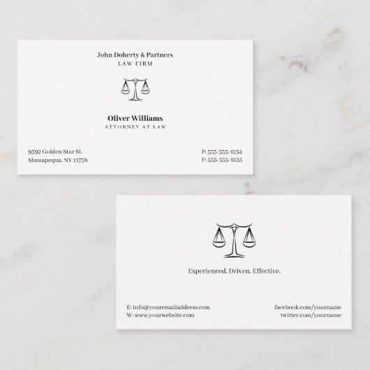 Carte De Visite Avocat de droit | Avocat (Devant / Derrière)