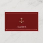 Carte De Visite Avocat de droit | Avocat Dark Red Gold (Dos)