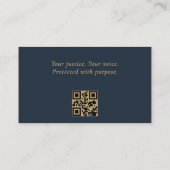 Carte De Visite Avocat de droit Marine Blue Gold QR Code (Dos)