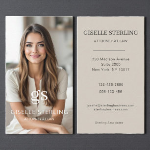 Carte De Visite Avocat de Droit Taupe Beige Photo Professionnel