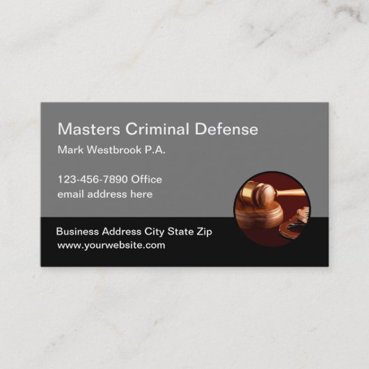 Carte De Visite Avocat de la défense pénale (Devant)