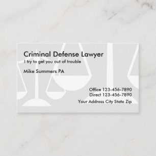 Carte De Visite Avocat de la défense pénale simple