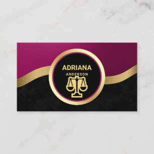 Carte De Visite Avocat de la justice à l'échelle de Hot Pink Gold