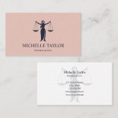 Carte De Visite Avocat de la marine moderne Blue Blush rose (Devant / Derrière)