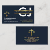 Carte De Visite Avocat de la plaque d'or Monogram élégant (Devant / Derrière)