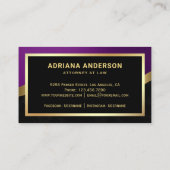 Carte De Visite Avocat de la Royal Purple Gold, échelle de justice (Dos)