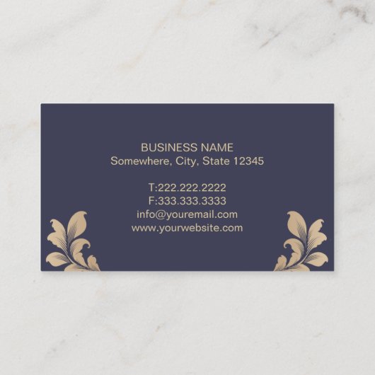 Carte De Visite Avocat de Law Luxury Blue & Gold Damask (Dos)