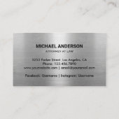 Carte De Visite Avocat de Law Modern Gold & Silver (Dos)