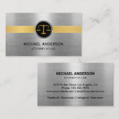 Carte De Visite Avocat de Law Modern Gold & Silver (Devant / Derrière)