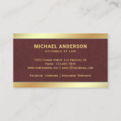 Carte De Visite Avocat de l'échelle de justice en cuir Brown or (Dos)