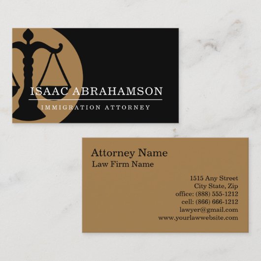 Carte De Visite Avocat de l'immigration du procureur (Devant / Derrière)