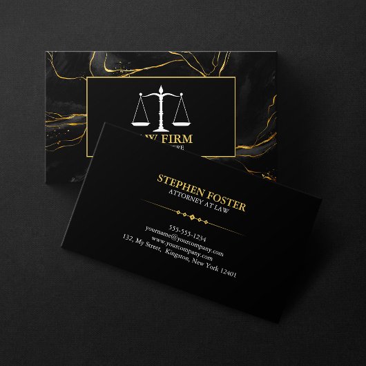Carte De Visite Avocat de luxe Black Gold Avocat à avocat