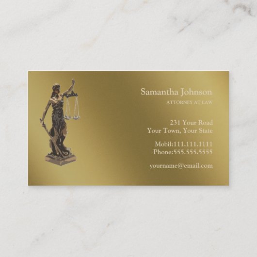 Carte De Visite Avocat de Themis | d'or (Dos)