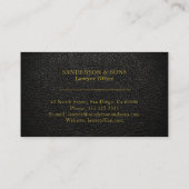 Carte De Visite Avocat d'écriture en or noir faux haut (Dos)