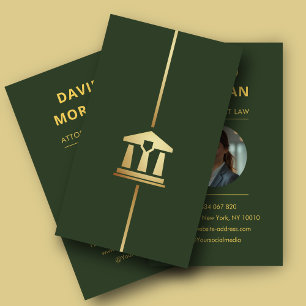 Carte De Visite Avocat Droit Vert Foncé Or Photo