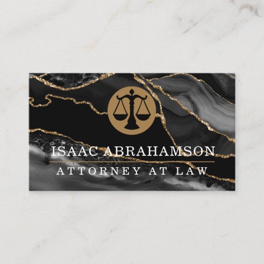 Carte De Visite Avocat Droitier Agate Noire (Devant)