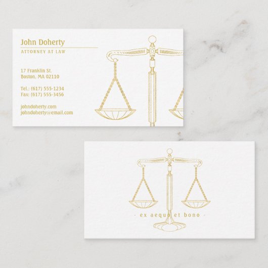 Carte De Visite Avocat | Échelles or de justice (Devant / Derrière)