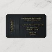 Carte De Visite Avocat élégant Black and Gold (Dos)