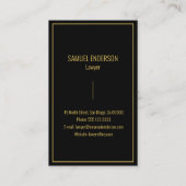 Carte De Visite Avocat élégant Classy Black & Gold (Dos)