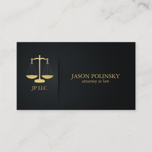 Carte De Visite Avocat élégant de noir et d'or (Devant)