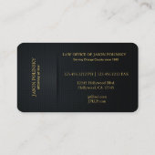 Carte De Visite Avocat élégant de noir et d'or (Dos)