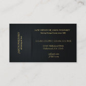 Carte De Visite Avocat élégant de noir et d'or (Dos)