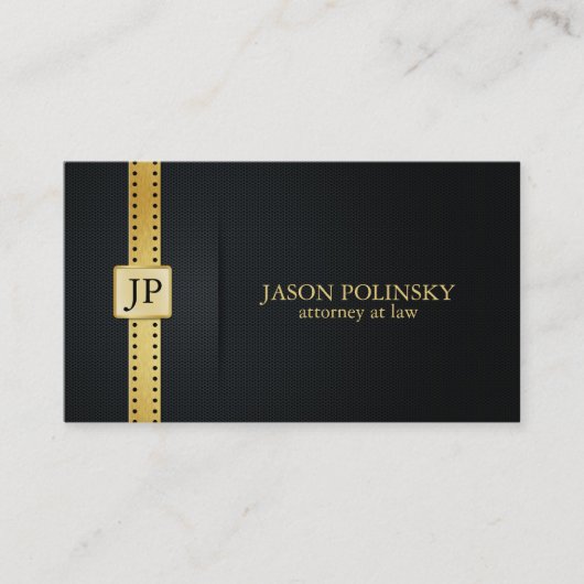Carte De Visite Avocat élégant de noir et d'or (Devant)