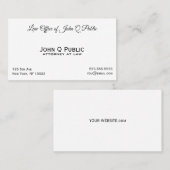 Carte De Visite Avocat élégant et professionnel au bureau du droit (Devant / Derrière)