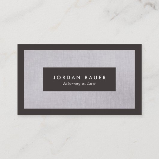 Carte De Visite Avocat élégant Grey Linen Professionnel (Devant)