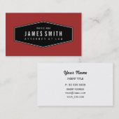 Carte De Visite Avocat élégant Red Brown Retro (Devant / Derrière)