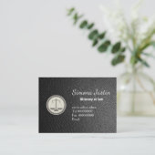 Carte de visite avocat en cuir noir (Debout devant)