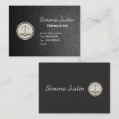 Carte de visite avocat en cuir noir (Devant / Derrière)