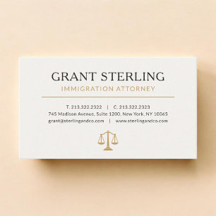 Carte De Visite Avocat en immigration Beige Or Neutre