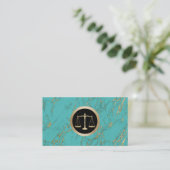 Carte De Visite Avocat en Marbre Turquoise Or tendance (Debout devant)