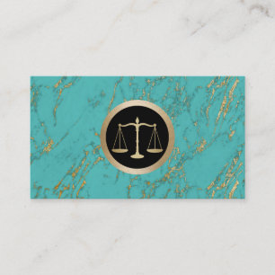 Carte De Visite Avocat en Marbre Turquoise Or tendance