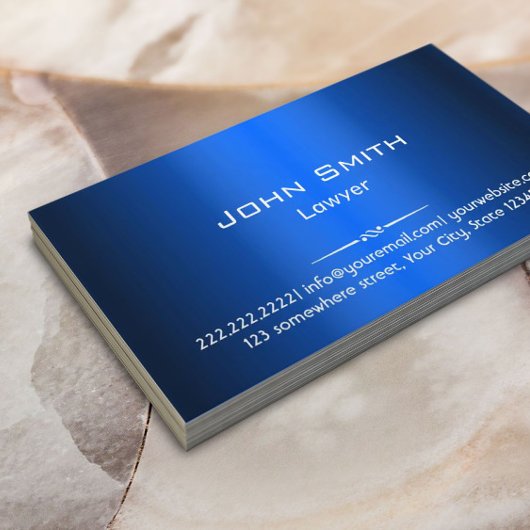 Carte De Visite Avocat en métal Royal Blue Faux