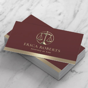 Carte De Visite Avocat Gold Justice Scale Avocat Law Red