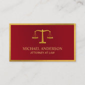 Carte De Visite Avocat Gold Justice Scale Elegant Dark Red (Devant)