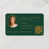 Carte de visite avocat Green Gold avec code QR pho (Dos)