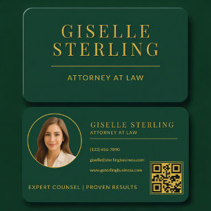 Carte de visite avocat Green Gold avec code QR pho