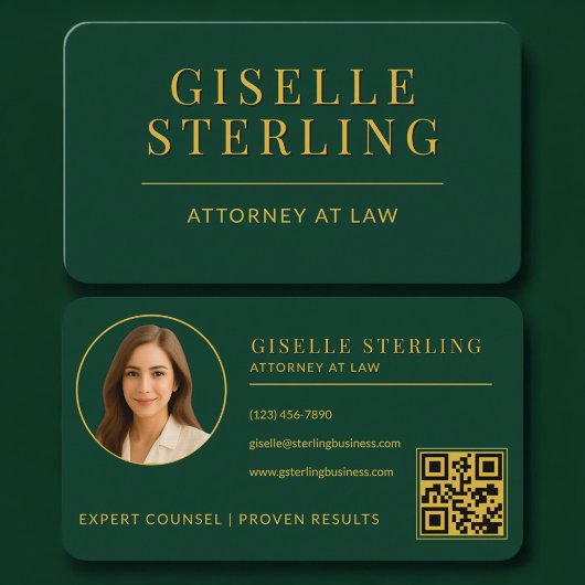 Carte de visite avocat Green Gold avec code QR pho