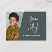 Carte De Visite Avocat grise moderne écriture signature avec photo (Devant)