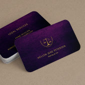 Carte De Visite Avocat haut de gamme élégant or violet look cuir
