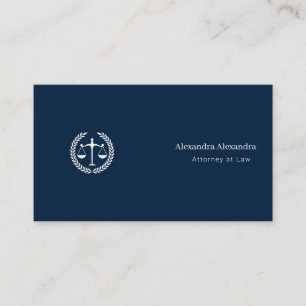 Carte De Visite Avocat juriste Minimaliste Élégant Bleu marine B
