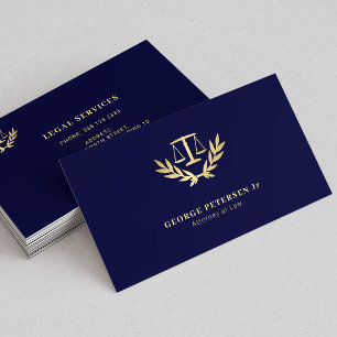 Carte De Visite Avocat juriste or échelle de justice logo classiqu