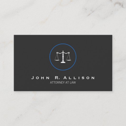 Carte De Visite Avocat Justice Scales noir blanc et bleu (Devant)